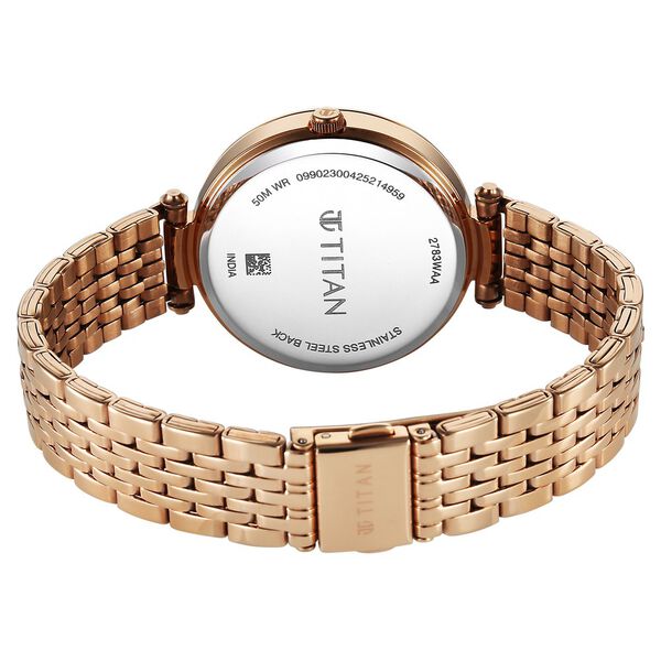 Titan Workwear Quartz Analog Brown Dial Rose Gold Colour Stainless Steel Strap Watch For Women - image number 4