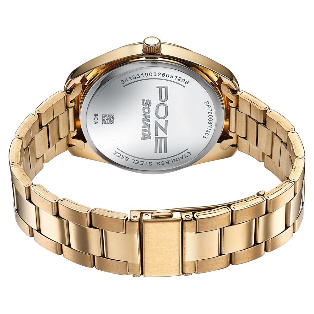 Buy Online Sonata Poze Quartz Analog Two Toned Dial Golden Colour
