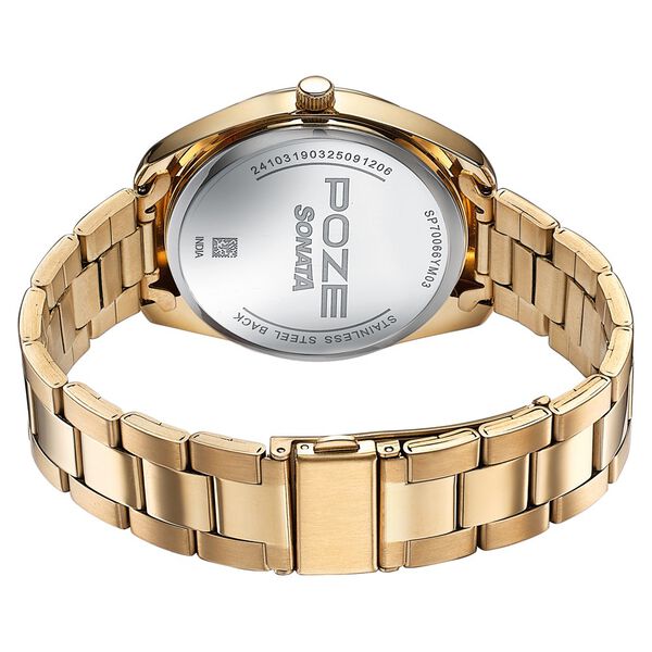 Sonata Poze Quartz Analog Two Toned Dial Golden Colour Stainless Steel Strap Watch For Men - image number 6