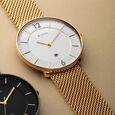 Titan Black and Gold Silver Dial Analog Stainless Steel Strap watch for Men