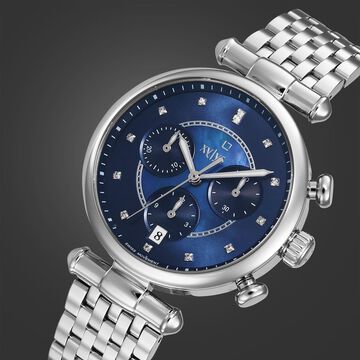 Xylys Quartz Chronograph Blue Dial Silver Stainless Steel Strap Watch For Women