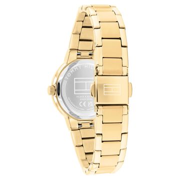 Tommy Hilfiger Quartz Analog Yellow Dial Golden Stainless Steel Strap Watch For Women