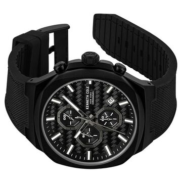 Kenneth Cole Quartz Chronograph Black Dial Black Silicone Strap Watch For Men