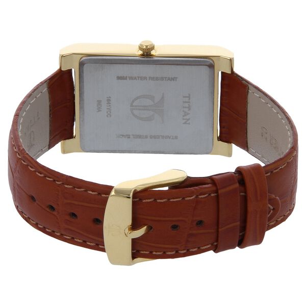 Titan Silver Dial Analog with Day and Date Leather Strap Watch for Men - image number 3