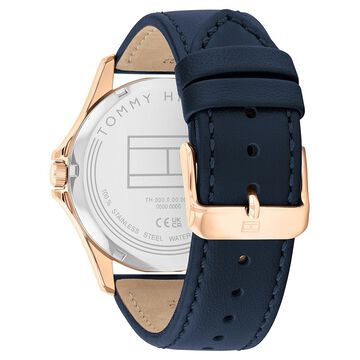 Tommy Hilfiger Quartz Analog Blue Dial Blue Leather Strap Watch For Men