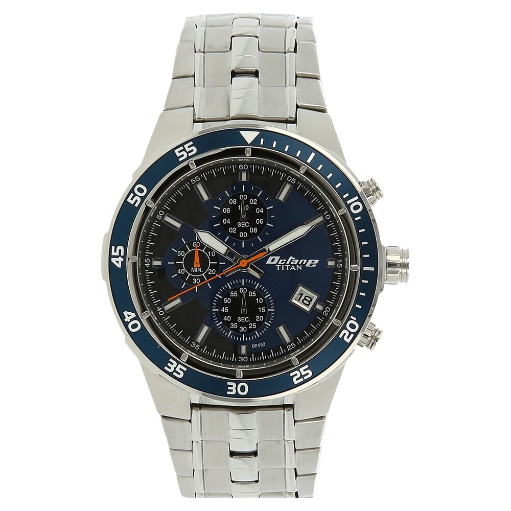 Buy Online Titan Quartz Chronograph Blue Dial Stainless Steel Strap Watch for Men 9466km08 Titan