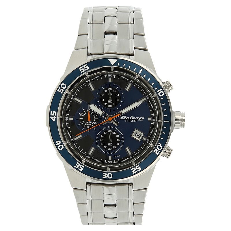 Titan Quartz Chronograph Blue Dial Stainless Steel Strap Watch for Men - image number 0