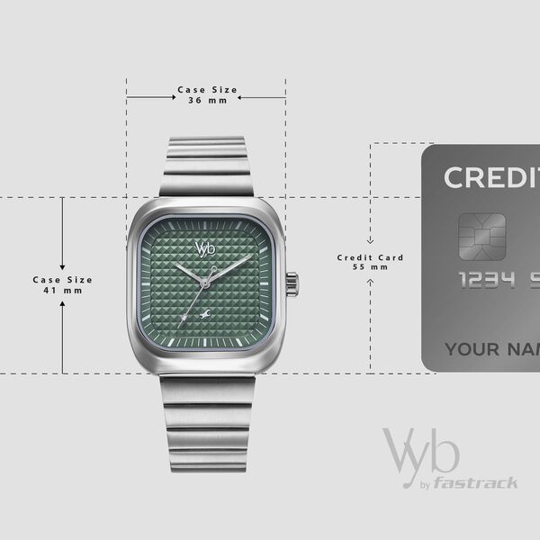 Fastrack Vyb Maverick Quartz Analog Green Dial Metal Strap Watch For Guys - image number 3