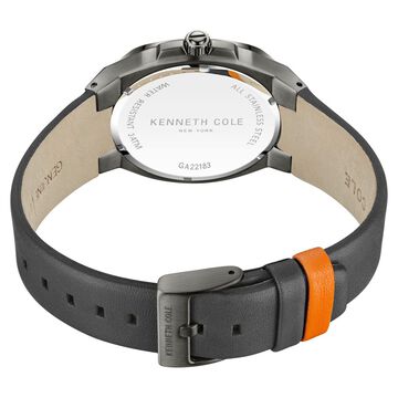 Kenneth Cole Quartz Analog Grey Dial Leather Strap Watch for Men