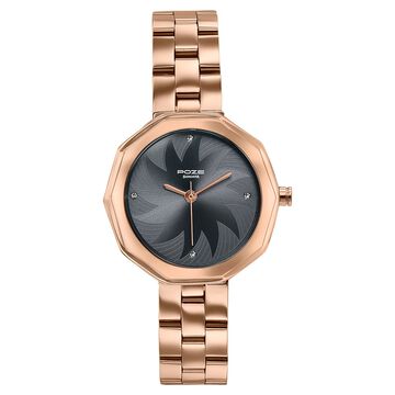 Poze By Sonata Quartz Analog Grey Dial Rose Gold Stainless Steel Strap Watch For Women