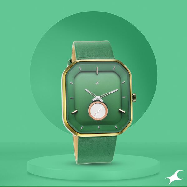 Fastrack After Dark Quartz Analog Green Dial Leather Strap Watch for Guys - image number 0
