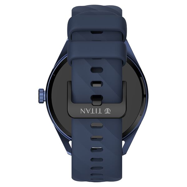 Titan Crest with 3.63 cm AMOLED Display with AOD, Functional Crown, BT Calling, Premium Smartwatch with Blue Strap - image number 2