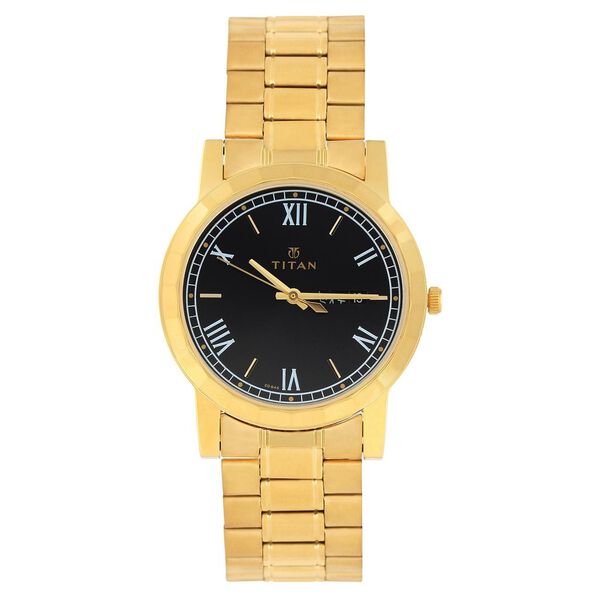 Titan Quartz Analog with Day and Date Black Dial Stainless Steel Strap Watch for Men - image number 0