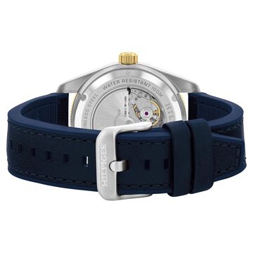 Tommy Hilfiger Automatic Blue Dial Blue Color Silicone Strap Watch For Men
