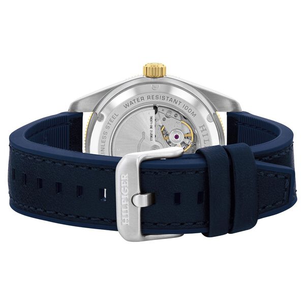 Tommy Hilfiger Automatic Blue Dial Blue Color Silicone Strap Watch For Men - image number 2