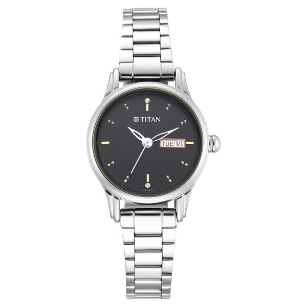 Titan Lagan Black Dial Analog with Day and Date Metal Strap Watch for Women - 25 mm Case Size - Small Dial - image number 1