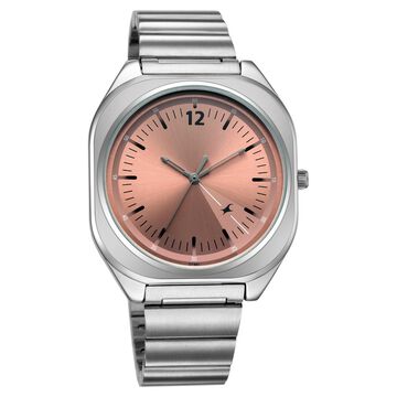 Fastrack 9 to Fine Analog withSalmon Pink Metal Strap Watch for Guys