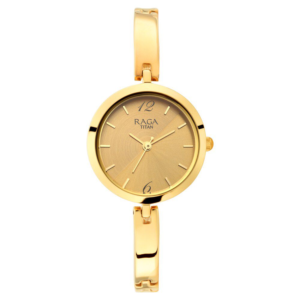 Buy Online Titan Raga Viva Golden Dial Analog Metal Strap Watch for Women nr2606ym06 Titan