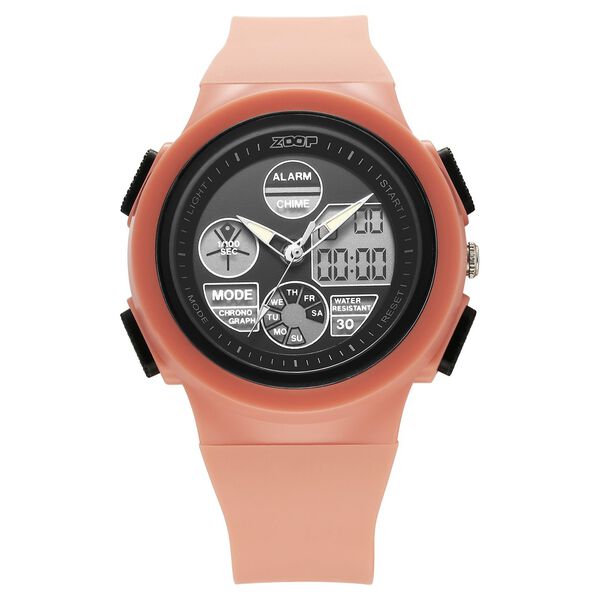 Zoop By Titan AnaDigi Quartz Digital Black Dial With Pink Plastic Strap Watch For Kids - image number 0