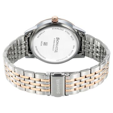 Sonata Wedding Quartz Analog Off White Dial Stainless Steel Strap Watch For Men