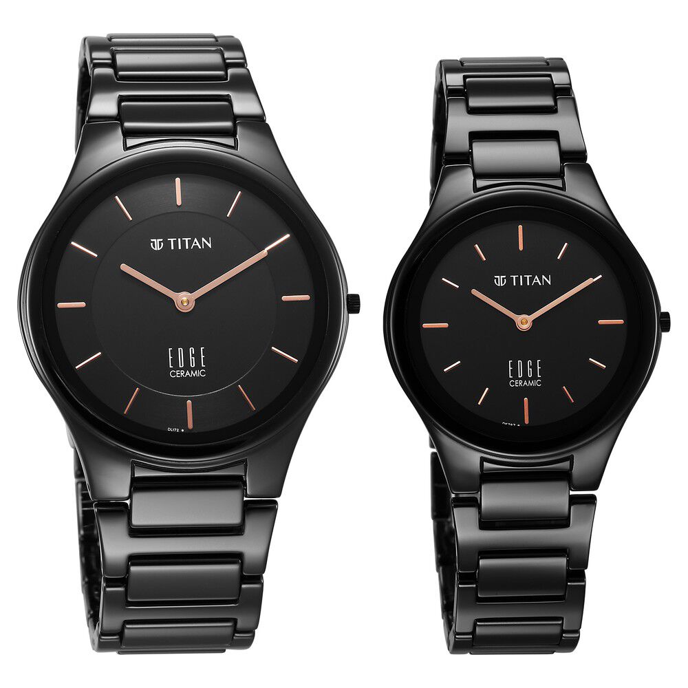 Buy Online Titan Edge Pair Black Dial Analog Ceramic Strap watch for Couple ns16962653nc01p Titan