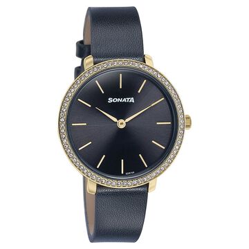 Sonata Wedding Edit Quartz Analog Black Dial Leather Strap Watch For Women