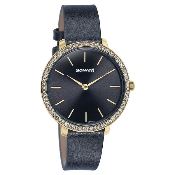 Sonata Wedding Edit Quartz Analog Black Dial Leather Strap Watch For Women - image number 2
