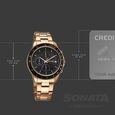 Sonata Chronos Quartz Analog with Date Black Dial Rose Gold Colour Stainless Steel Strap Watch For Men - image number 3