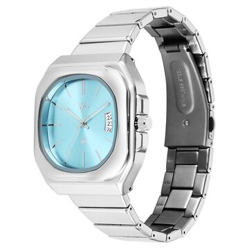 Vyb Pioneer By Fastrack Quartz Analog Blue Dial Silver Stainless Steel Strap Watch For Guys