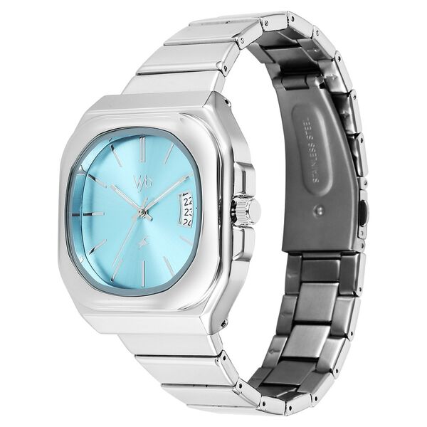 Vyb Pioneer By Fastrack Quartz Analog Blue Dial Silver Stainless Steel Strap Watch For Guys - image number 4