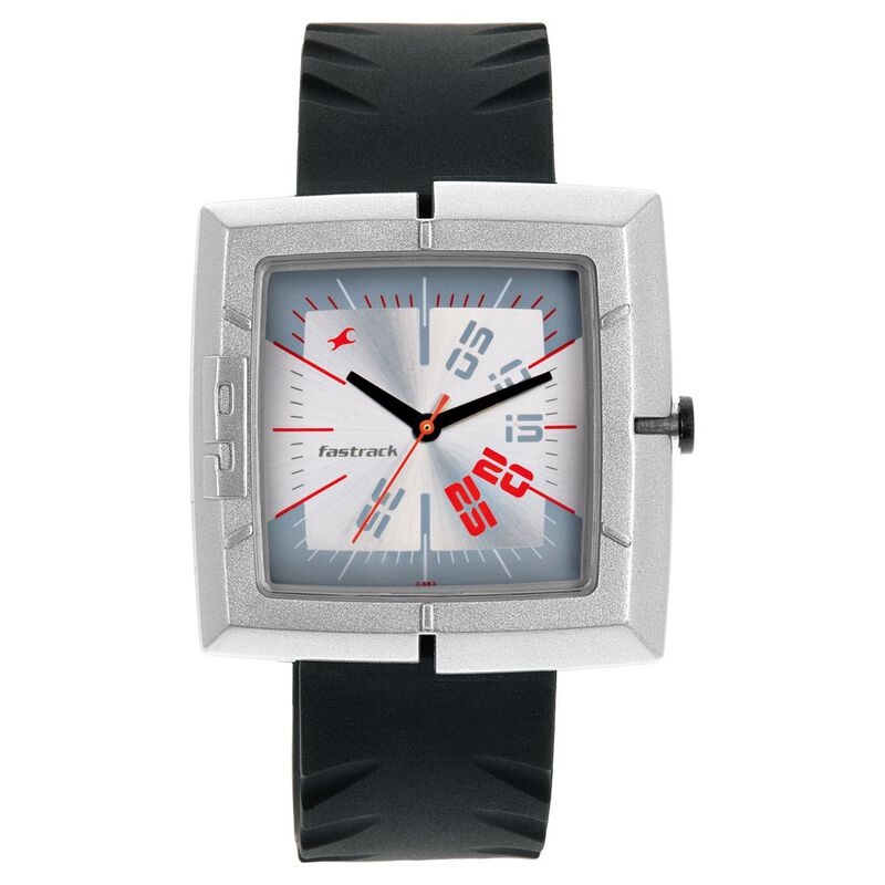 Fastrack Quartz Analog Silver Dial Plastic Strap Watch for Guys