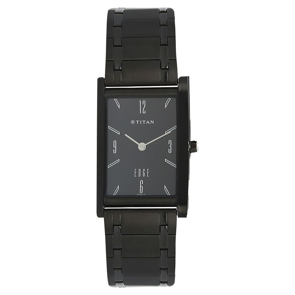 Buy Online Titan Edge Slim Stainless Steel Strap Black Dial Analog Watch for Men ns1043nm01 Titan