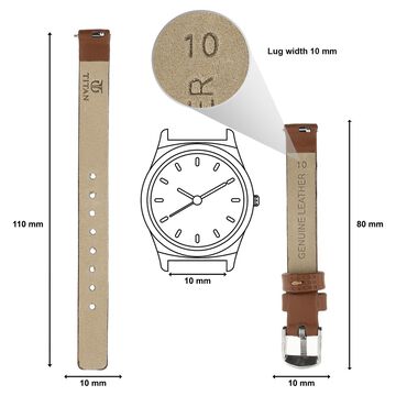 10 mm Brown Genuine Leather Strap for Women