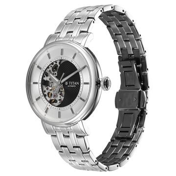 Titan Yin Yang Skeletal Automatic Analog with Black Dial Silver Stainless Steel Strap Watch for Men