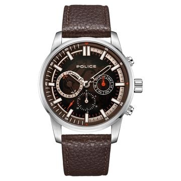 Police Quartz Multifunction Brown Dial Leather Strap Watch for Men