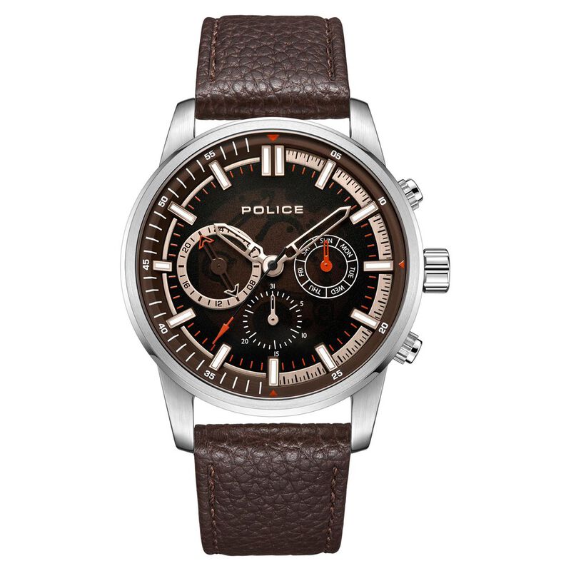 Police Quartz Multifunction Brown Dial Leather Strap Watch for Men - image number 0