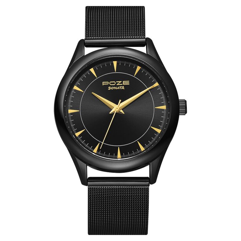 Buy Online Poze by Sonata Quartz Analog Black Dial Stainless Steel ...