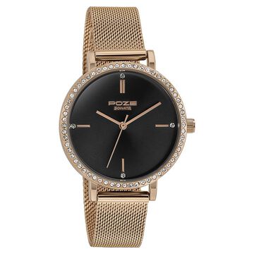 Sonata Poze Quartz Analog Black Dial Mesh Strap Watch for Women