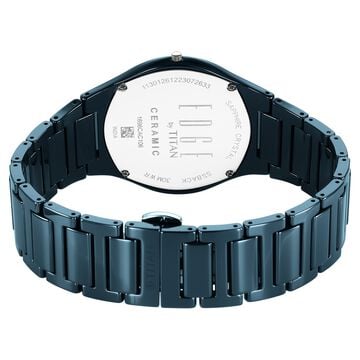 Titan Edge Ceramic Quartz in Atlantic Blue Dial with Diamonds Watch for Men