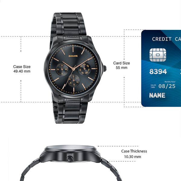 Sonata Men's Work Wear black Watch - Premium Multifunction design for everyday style - image number 3