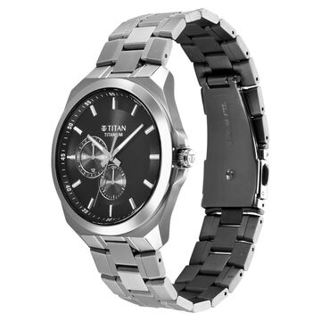 Titan Classique Titanium Sapphire  Multifunction Black Dial Grey Titanium Strap Watch For Men