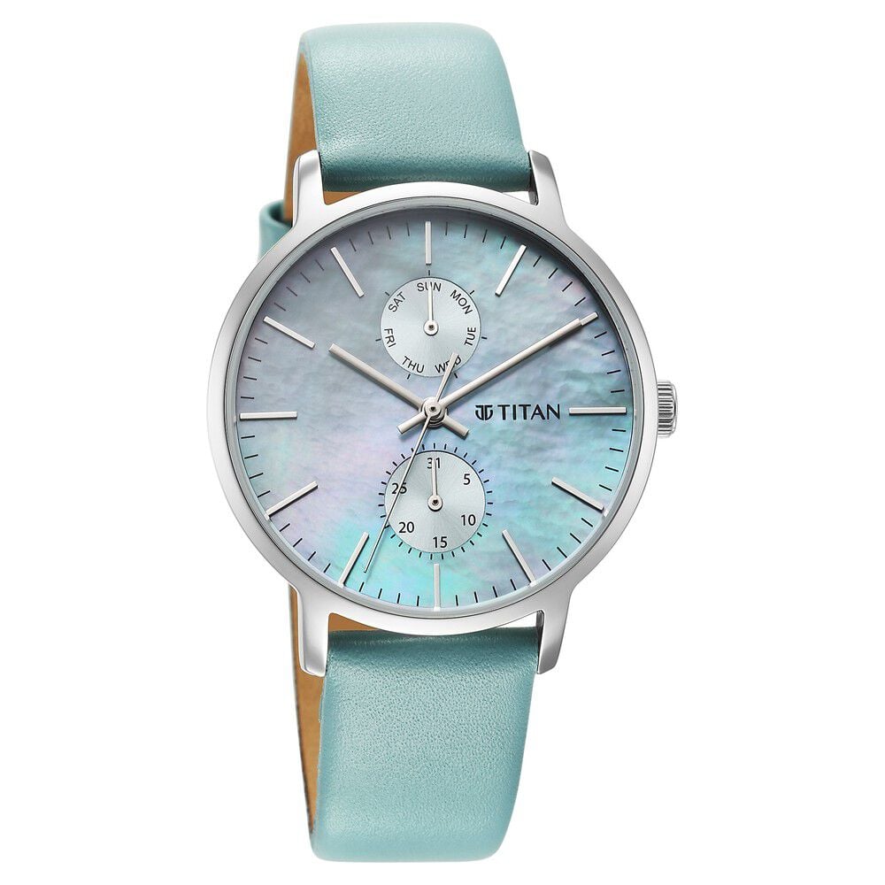 Buy Online Titan Workwear Slimline Mother Of Pearl Dial Leather Strap Watch for Women ns95143sl01 Titan