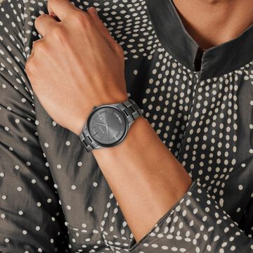 Titan Classique Slimline Anthracite Dial Analog with Date Stainless Steel Strap watch for Men