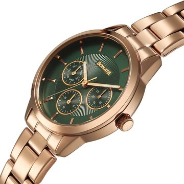 Sonata Festive Quartz Multifunction Green Dial Metal Strap Watch For Women
