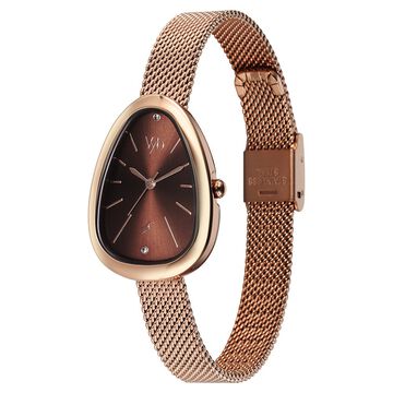 Vyb Prodigy By Fastrack Quartz Analog Brown Dial Metal Strap Watch For Girls