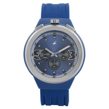 Fastrack Quartz Chronograph Blue Dial Plastic Strap Watch for Guys