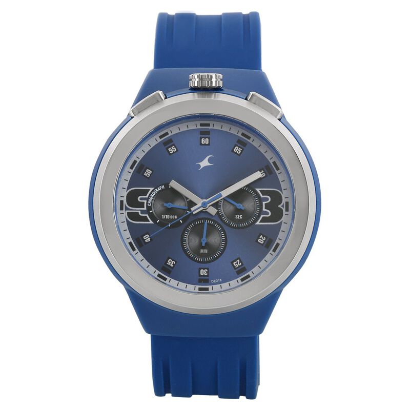 Buy Online Fastrack Quartz Chronograph Blue Dial Plastic Strap Watch