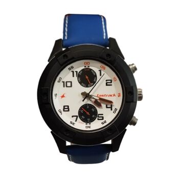 Fastrack Modular Quartz Analog White Dial Leather Strap Watch for Guys