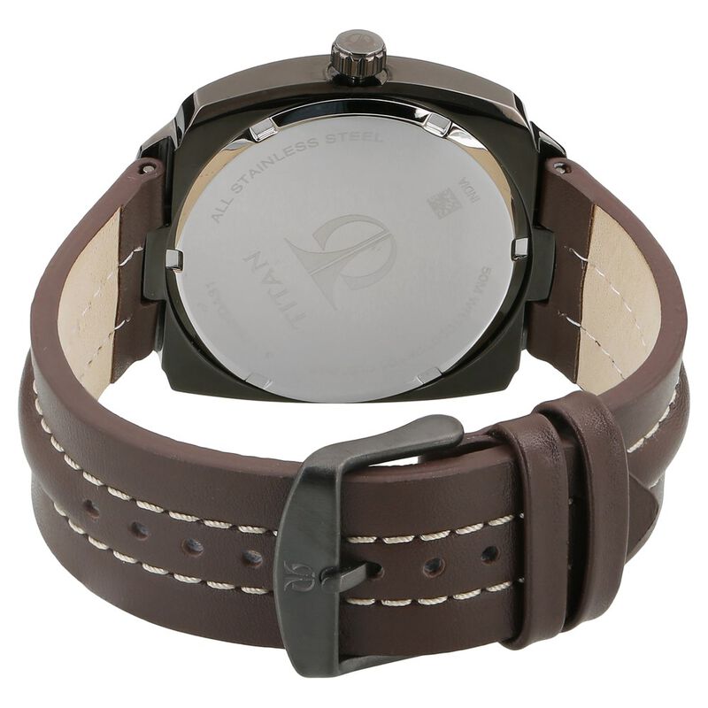 Titan Quartz Multifunction Brown Dial Leather Strap watch for Men - image number 3