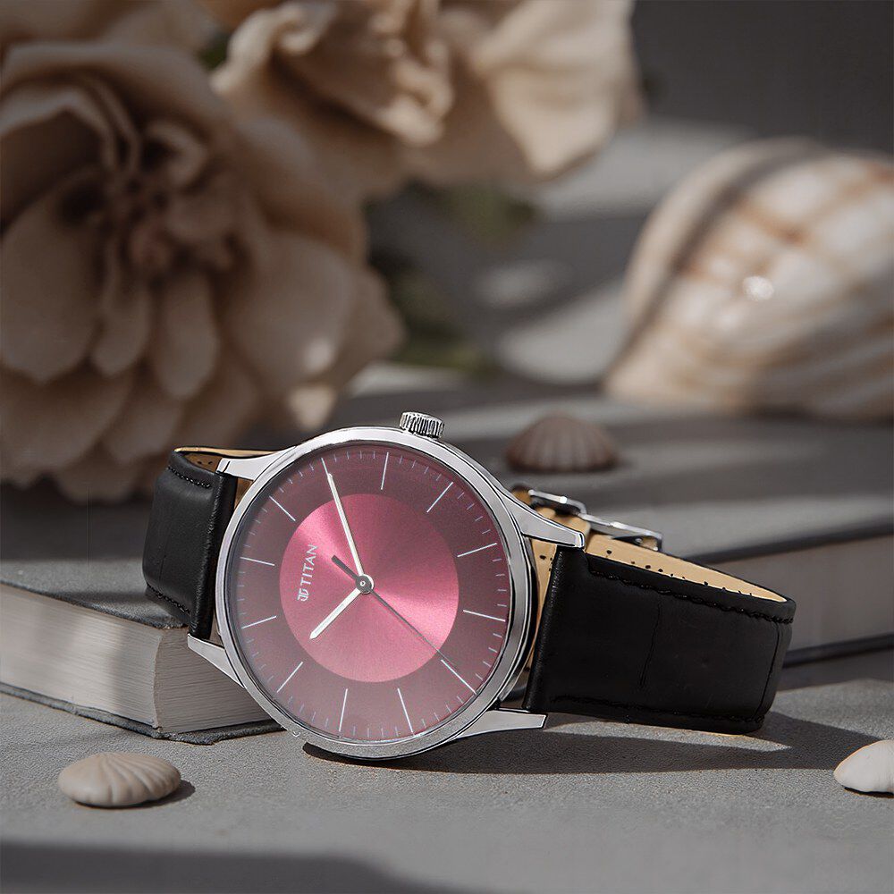 Buy Online Titan Men's Urban Edge Lustrous Maroon Dial Leather